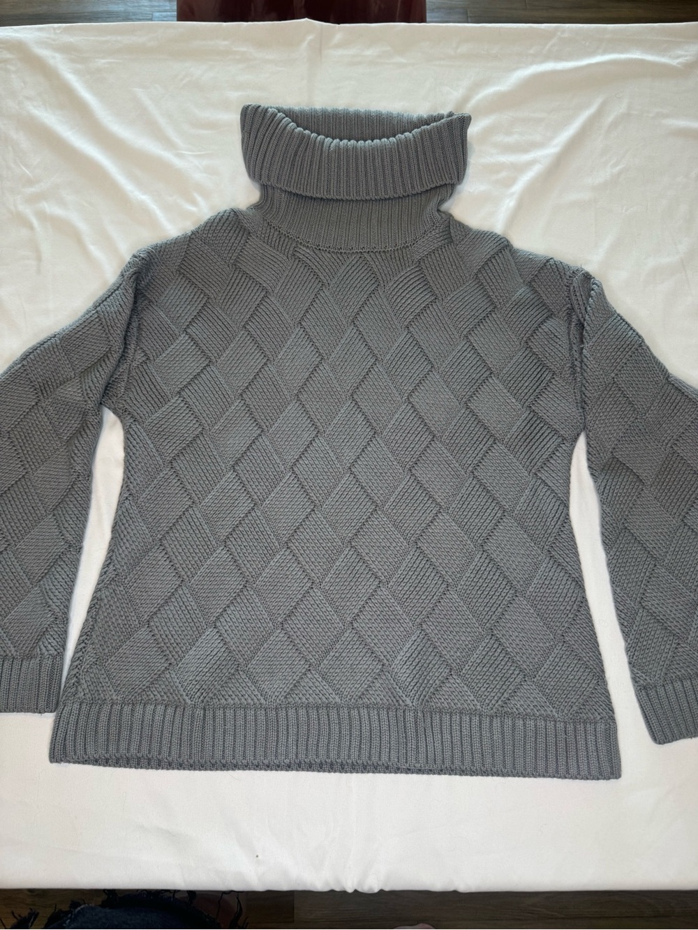 One Grey Day Gray Turtleneck Cable-Knit Sweater - Women's
